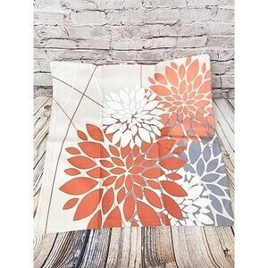 Decorative Throw Pillow Cover Orange/White/Grey Flower pillow cover 20x20"